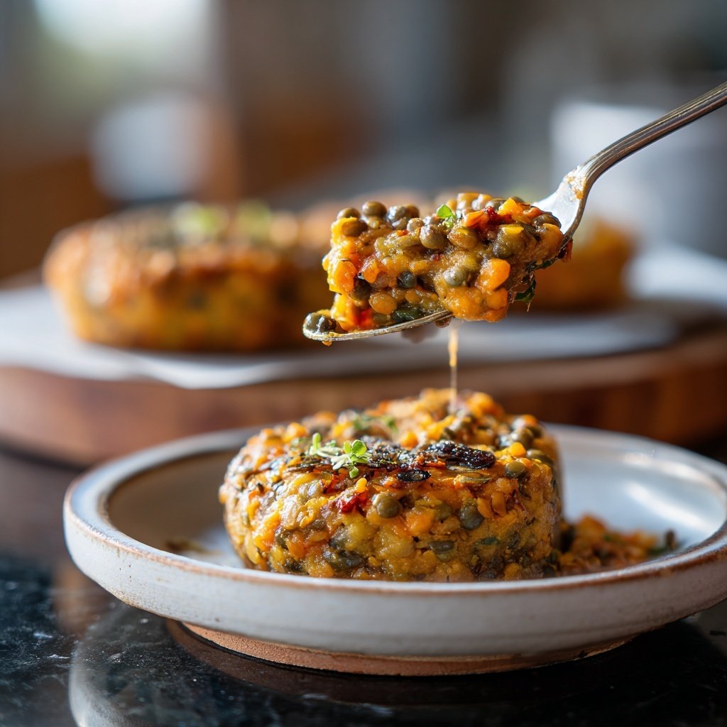 Abendessen vegetarisch mit Linsensauce