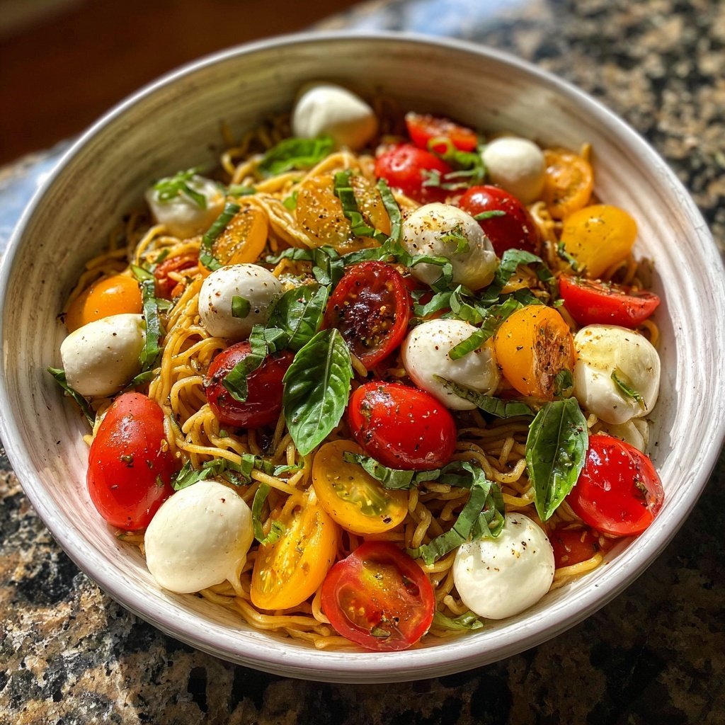 Mediterraner Nudelsalat Mit Mozzarella