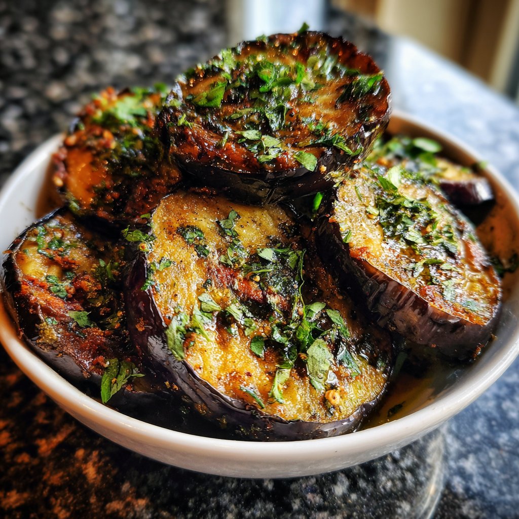 Auberginen aus der Pfanne mit Kräutern