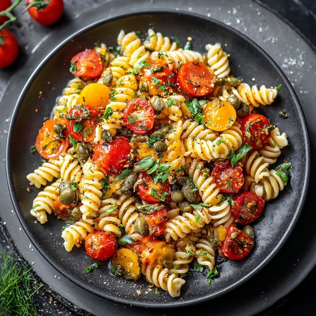 Mediterraner Nudelsalat Mit Kapern