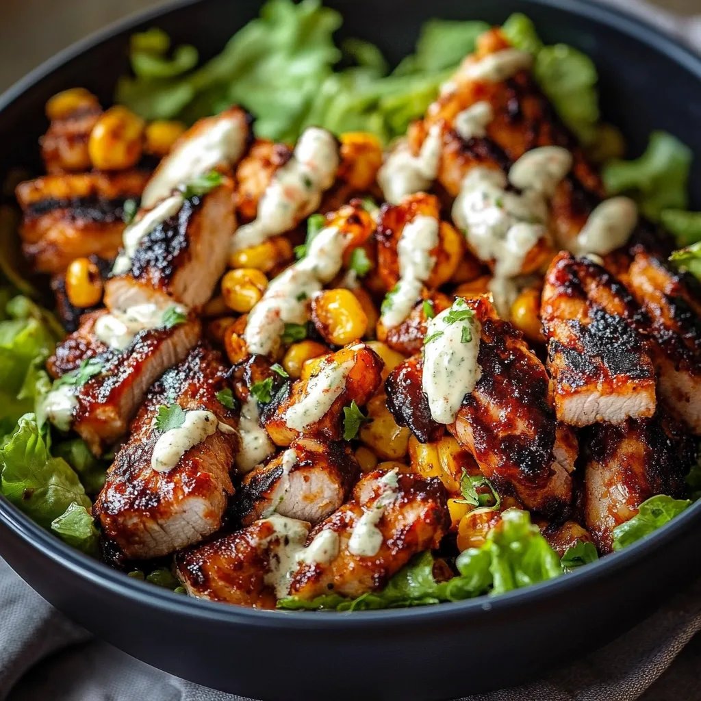 Köstlicher BBQ Hähnchen Salat