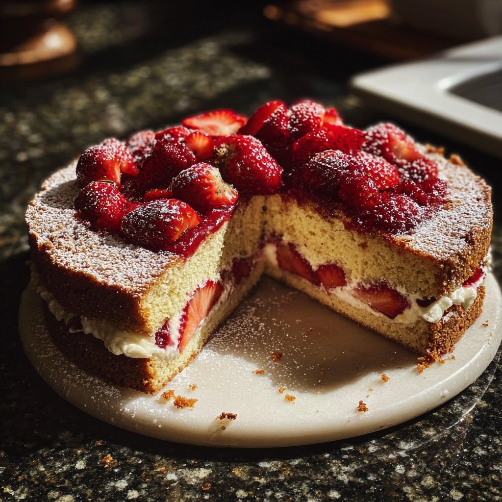 Erdbeerkuchen Mit Cremigem Topping